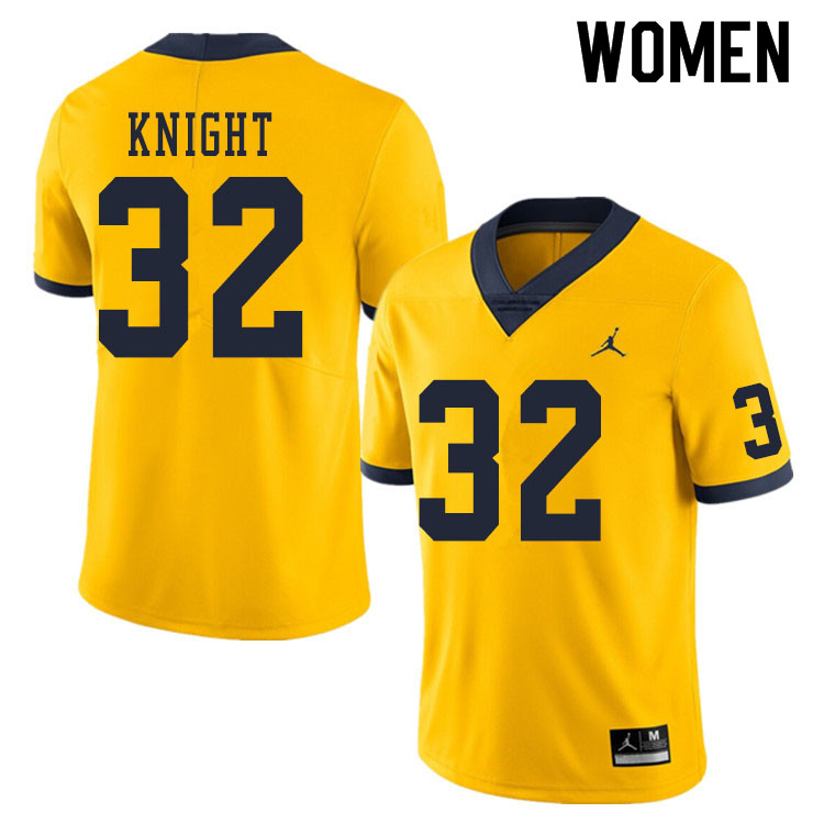 Women #32 Nolan Knight Michigan Wolverines College Football Jerseys Sale-Yellow